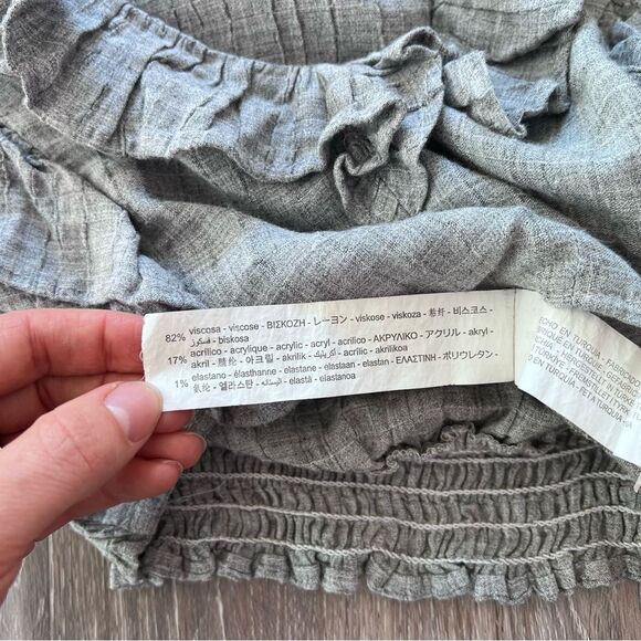 Zara gray‎ ruffled cropped peasant blouse Victorian - Picture 5 of 8